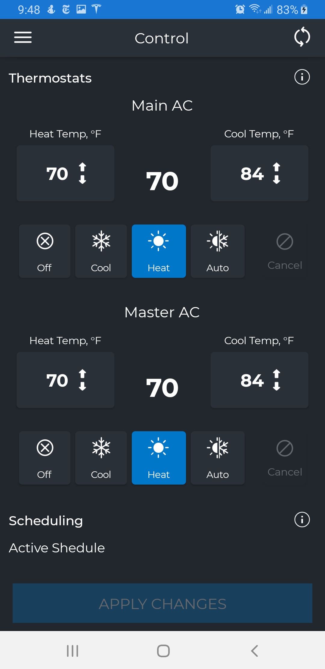 Switch and Thermostat Control